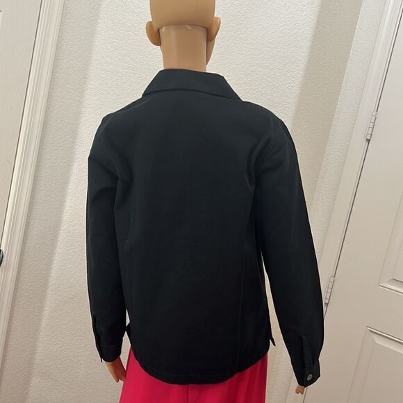 Denim & Co Black Jacket Size Small Flower Appliqué - Picture 6 of 13